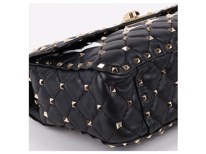 Valentino Borsa a tracolla Rockstud VLTN Logo Black Chain Nero - vista 10