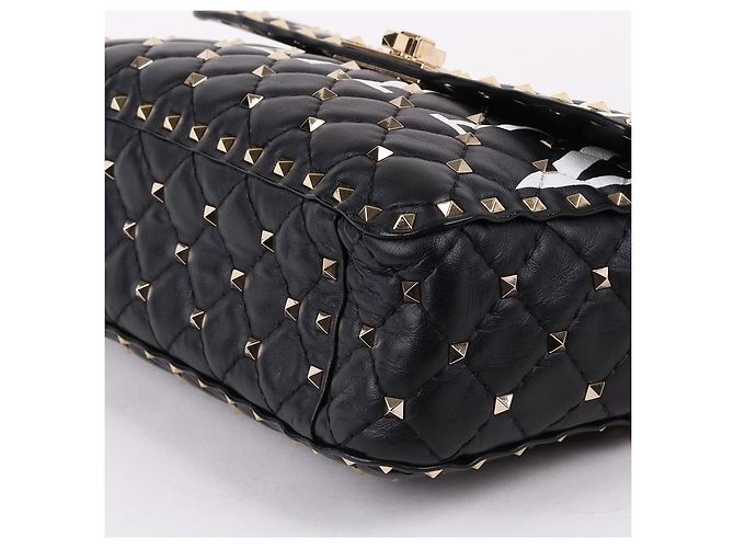 Valentino Borsa a tracolla Rockstud VLTN Logo Black Chain Nero - vista 11