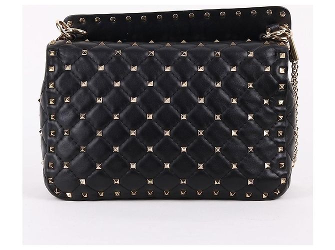 Valentino Borsa a tracolla Rockstud VLTN Logo Black Chain Nero - vista 5