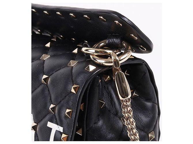 Valentino Borsa a tracolla Rockstud VLTN Logo Black Chain Nero - vista 7