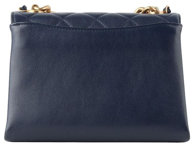 Chanel Triple Pearl Chain Turnlock Flap Shoulder Bag Blue - view 3