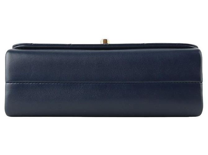 Chanel Triple Pearl Chain Turnlock Flap Shoulder Bag Blue - view 6