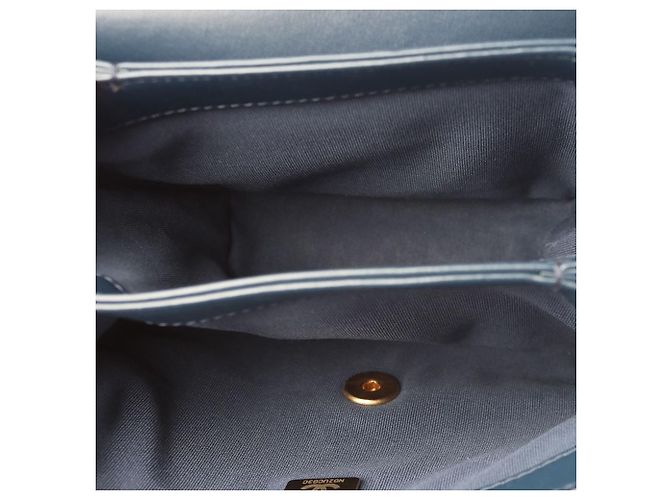 Chanel Triple Pearl Chain Turnlock Flap Shoulder Bag Blue - view 7