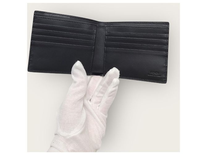 Fendi Herrengeldbörse aus dunkelblauem Leder mit Buchstaben-Logo - Ansicht 4