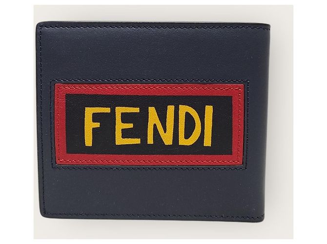 Fendi Herrengeldbörse aus dunkelblauem Leder mit Buchstaben-Logo - Ansicht 5