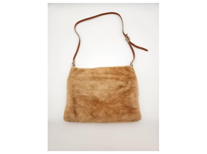 Fendi Borsa a tracolla in shearling marrone - vista 2