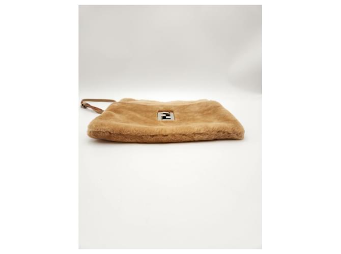Fendi Borsa a tracolla in shearling marrone - vista 9