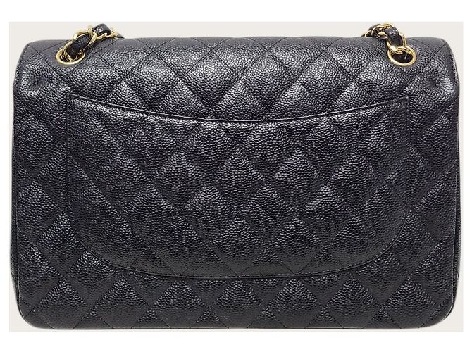 Chanel Bolsa de Ombro Black Caviar Gold Classic Flap Chain Large Series Preto - vista 6