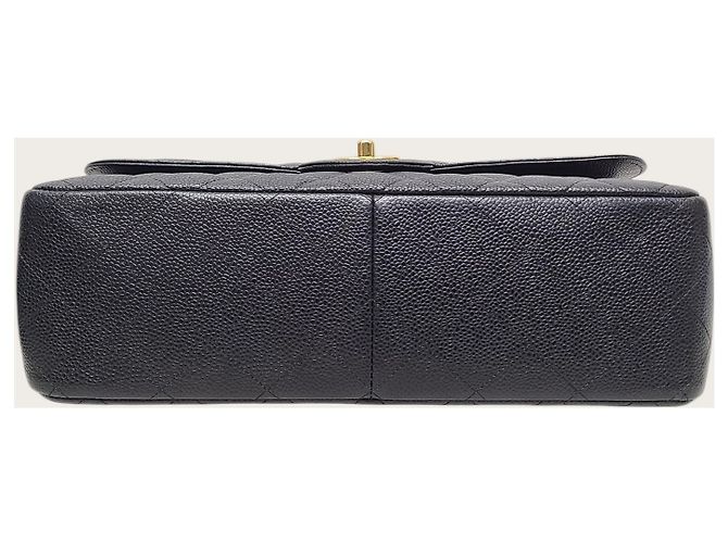 Chanel Bolsa de Ombro Black Caviar Gold Classic Flap Chain Large Series Preto - vista 7