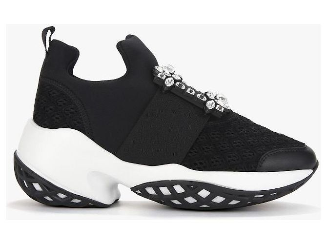 Roger Vivier Sneakers Vivrun Strass Buckle Nero - vista 3