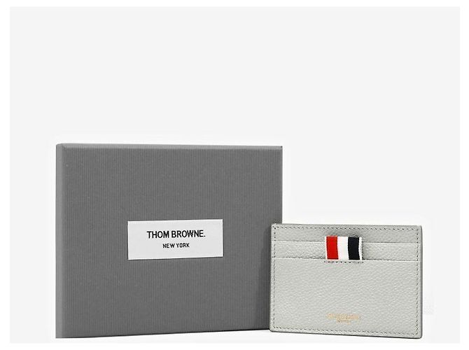 Thom Browne Wallet Pebble Grain Triple Tab Card Holder Silvery - view 10