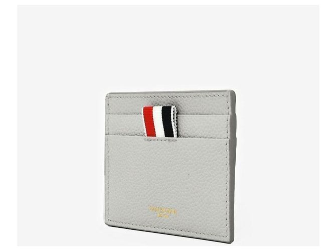 Thom Browne Wallet Pebble Grain Triple Tab Card Holder Silvery - view 5