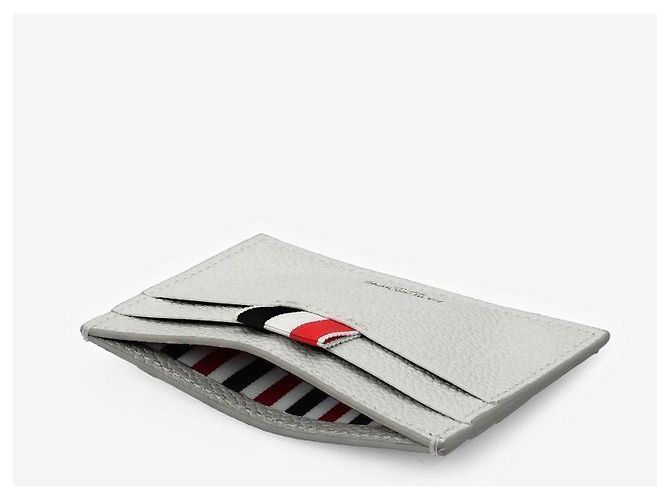 Thom Browne Wallet Pebble Grain Triple Tab Card Holder Silvery - view 7