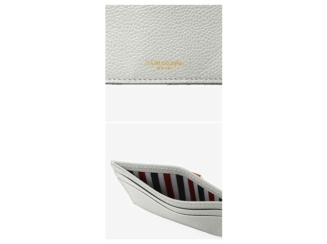 Thom Browne Wallet Pebble Grain Triple Tab Card Holder Silvery - view 9