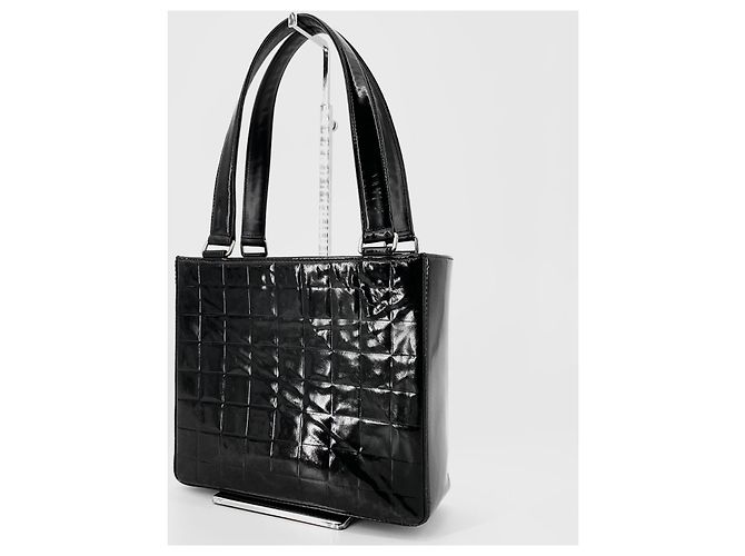 Chanel Borsa Tote Patent Chocolate Bar Nero - vista 2