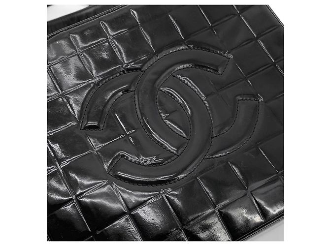Chanel Borsa Tote Patent Chocolate Bar Nero - vista 6