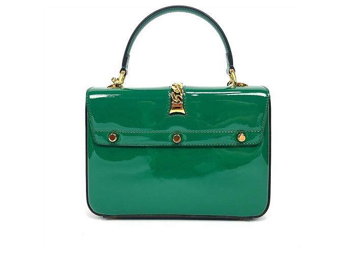 Gucci Silvy Patent Top Handle Tote und Schultertasche Grün - Ansicht 2