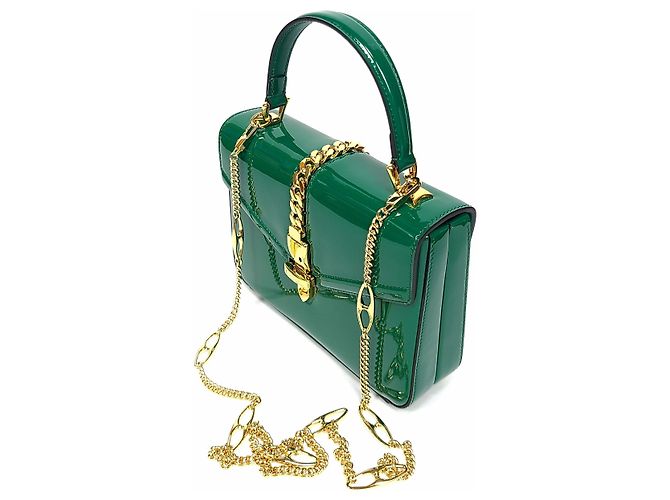 Gucci Silvy Patent Top Handle Tote und Schultertasche Grün - Ansicht 3