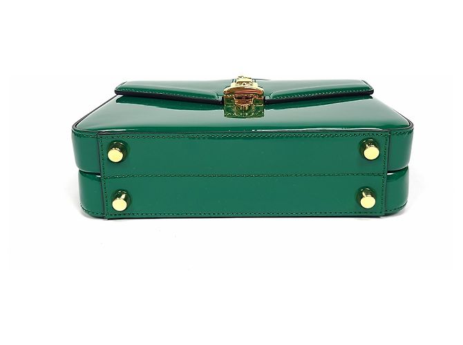 Gucci Silvy Patent Top Handle Tote und Schultertasche Grün - Ansicht 5
