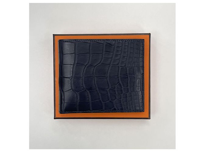 Hermès Crocodile Wani Wallet Navy Blue - view 2