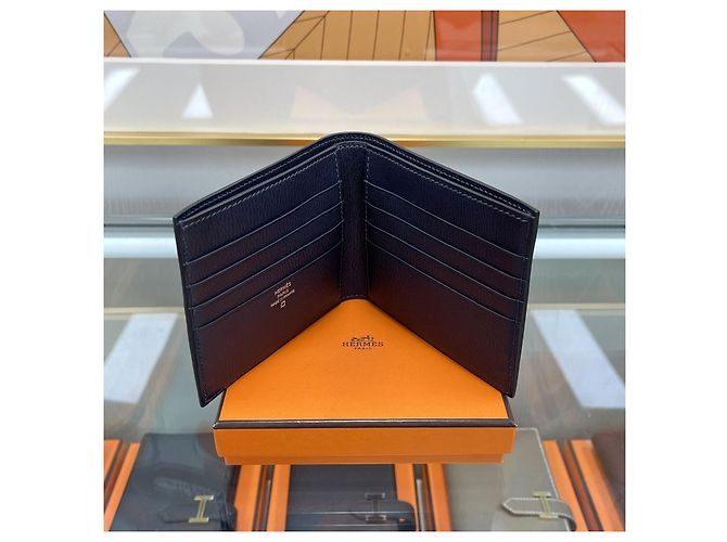 Hermès Crocodile Wani Wallet Navy Blue - view 4