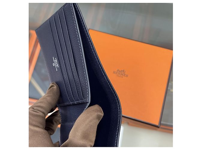 Hermès Crocodile Wani Wallet Navy Blue - view 5