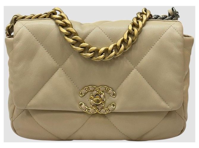 Chanel 19 Chanel Bolsa com aba Medium Beige Marrom - vista 2