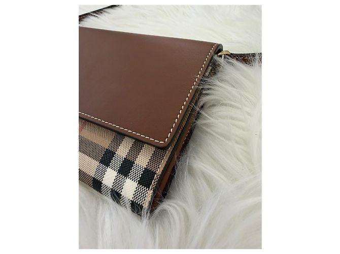 Burberry Borsa a tracolla a quadri con tracolla rimovibile Tan Marrone - vista 10