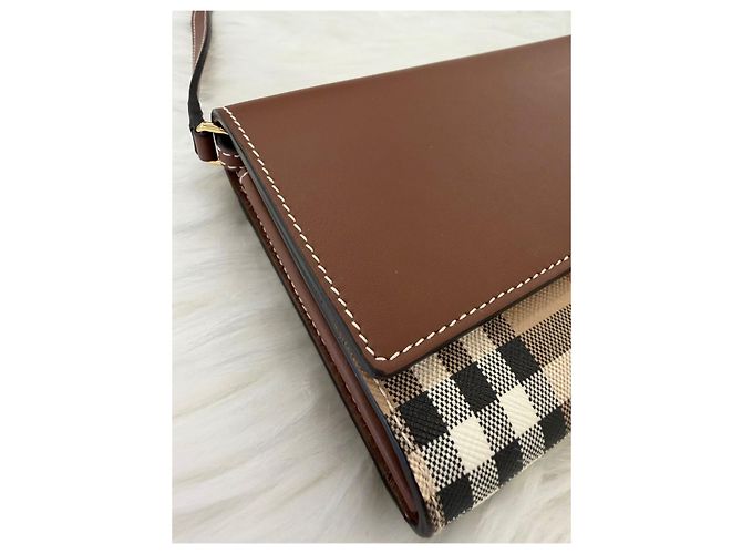 Burberry Borsa a tracolla a quadri con tracolla rimovibile Tan Marrone - vista 11