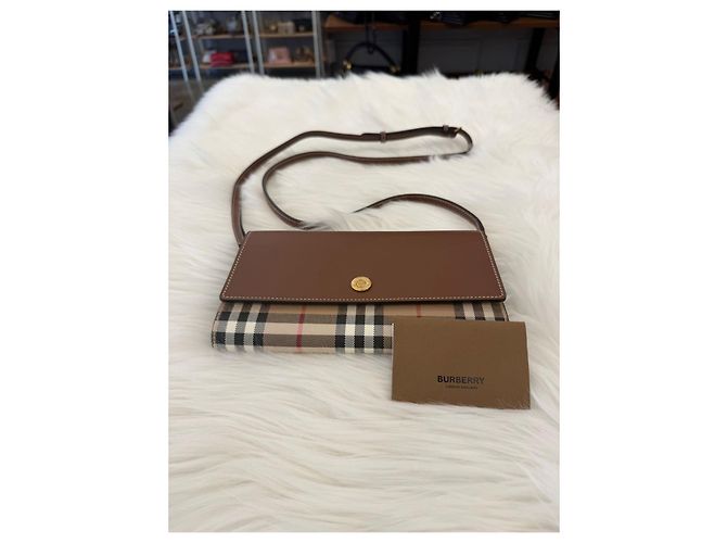 Burberry Borsa a tracolla a quadri con tracolla rimovibile Tan Marrone - vista 5