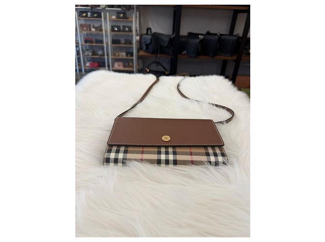 Burberry Borsa a tracolla a quadri con tracolla rimovibile Tan Marrone - vista 7