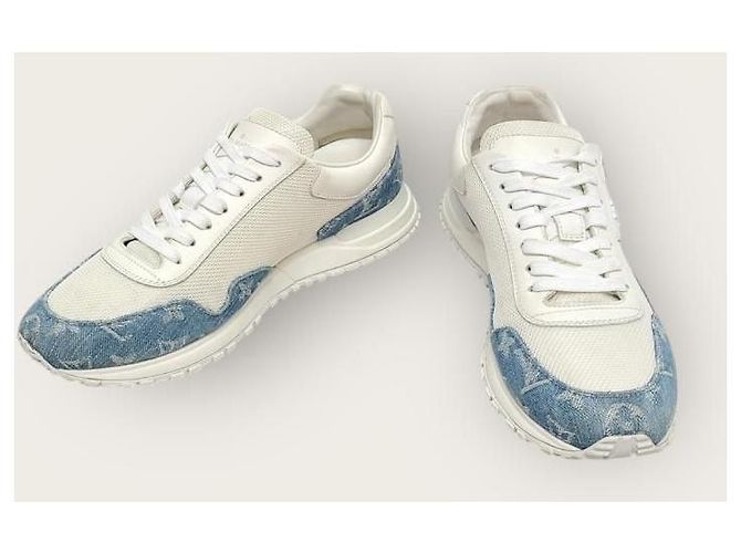 Louis Vuitton Sneakers White Denim Monogram Runaway Blu - vista 3