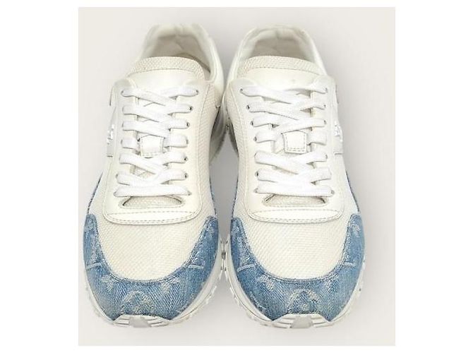 Louis Vuitton Sneakers White Denim Monogram Runaway Blu - vista 6