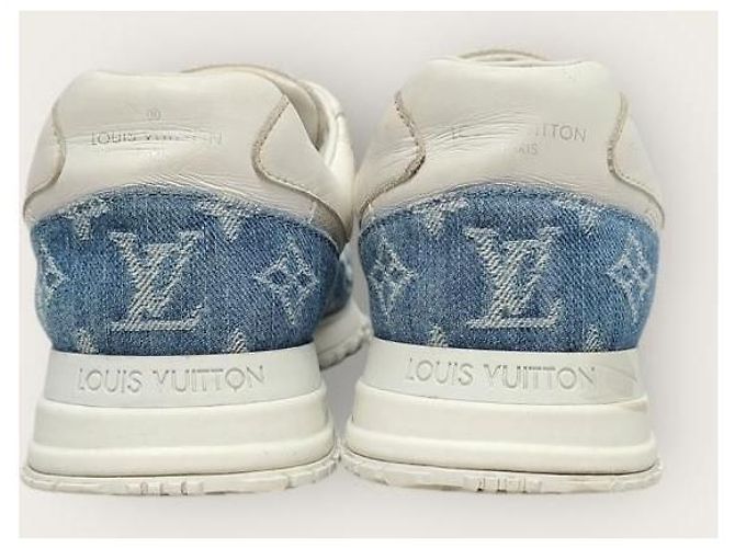 Louis Vuitton Sneakers White Denim Monogram Runaway Blu - vista 7