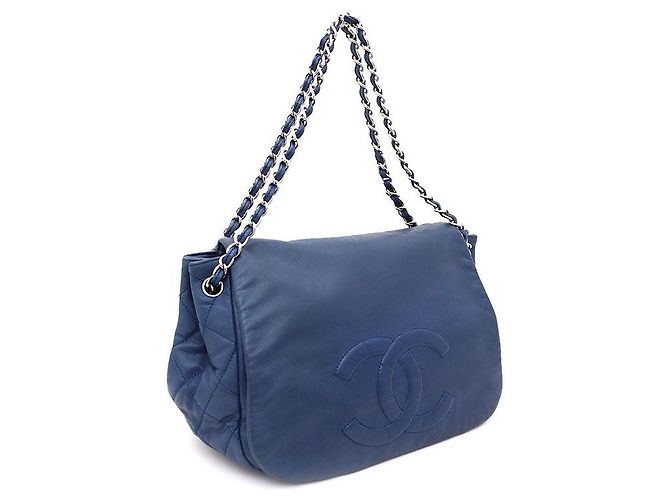 Chanel Borsa a tracolla Timeless CC Caviar Flap Accordion con catena argentata Blu - vista 2