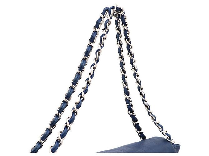 Chanel Borsa a tracolla Timeless CC Caviar Flap Accordion con catena argentata Blu - vista 5