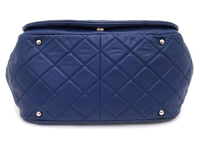 Chanel Borsa a tracolla Timeless CC Caviar Flap Accordion con catena argentata Blu - vista 7
