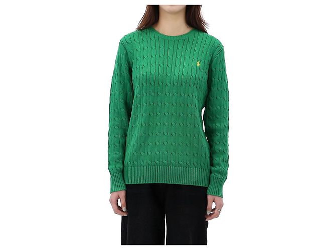 Ralph Lauren Pull en maille torsadée avec logo Pony Taille Adulte Vert - vue 2