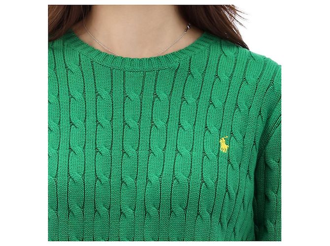 Ralph Lauren Pull en maille torsadée avec logo Pony Taille Adulte Vert - vue 8
