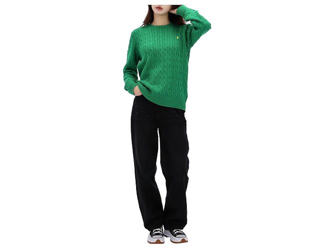 Ralph Lauren Pull en maille torsadée avec logo Pony Taille Adulte Vert - vue 9