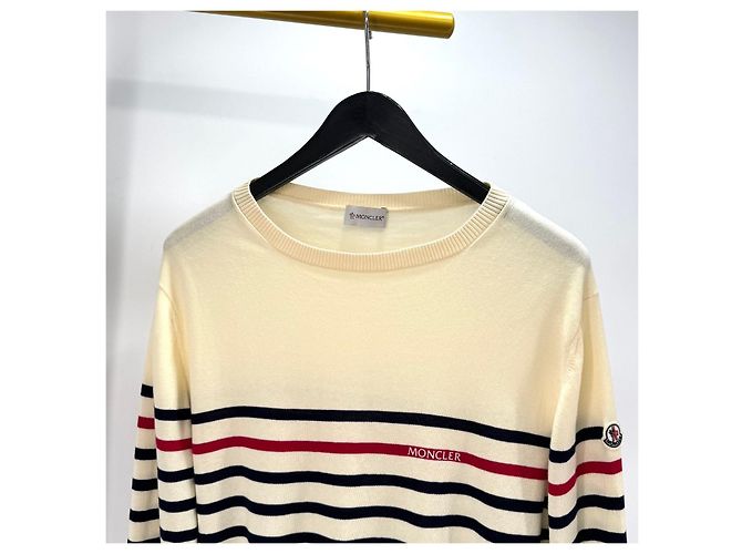 Moncler Striped Knit Ivory White - view 6