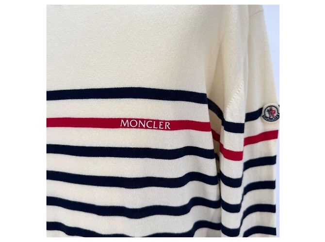 Moncler Striped Knit Ivory White - view 7