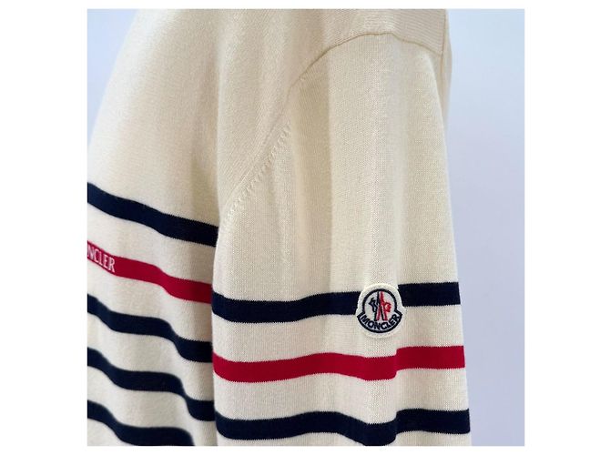Moncler Striped Knit Ivory White - view 8