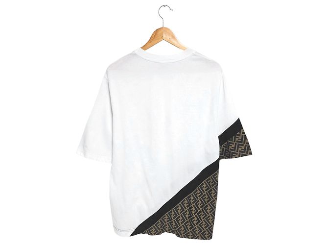 Fendi T-Shirt mit kurzen Ärmeln und diagonalem Muster Braun - Ansicht 2