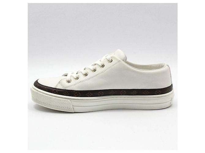 Louis Vuitton Weiße Stella Leder-Sneaker Braun - Ansicht 3