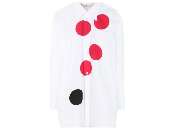 Marni Camisa oversized de algodón con estampado de lunares rojos Roja - vista 2