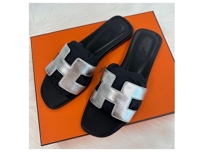 Hermès Sandalo Oran Slipper Argento Multicolore - vista 2