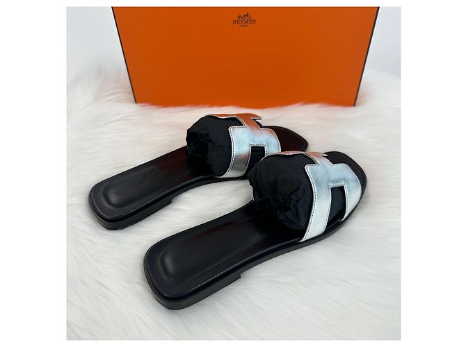 Hermès Sandalo Oran Slipper Argento Multicolore - vista 5