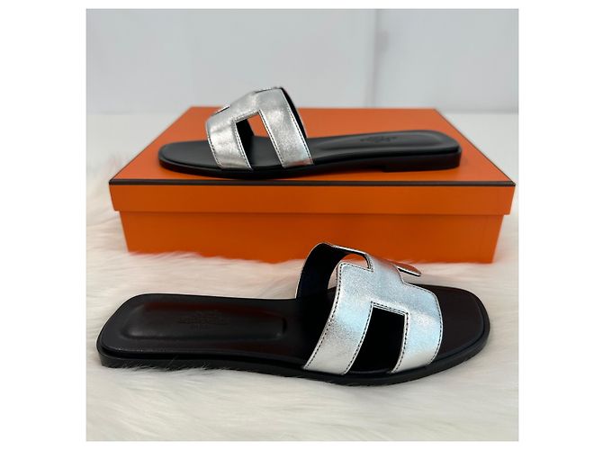 Hermès Sandalo Oran Slipper Argento Multicolore - vista 6