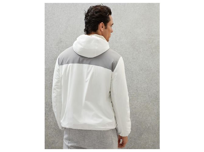 Giacca imbottita con cappuccio e logo bicolore Brunello Cucinelli Argento - vista 5